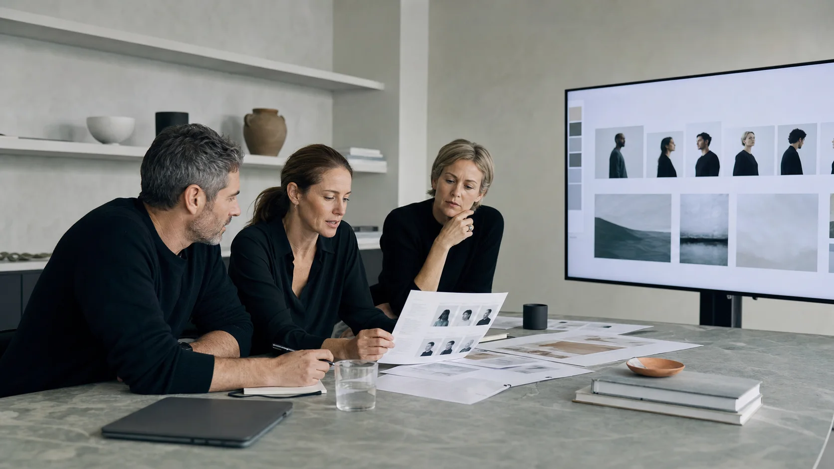 Brand team reviewing creator profiles and campaign directions